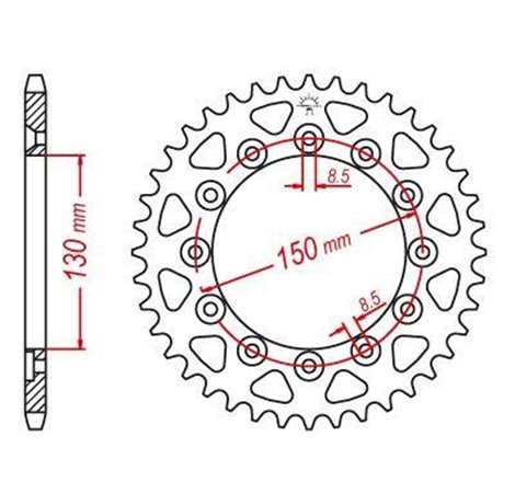 Couronne Acier TT Ultralight Honda-Yamaha - 520 - 48 Dents - Similaire JTR245/2 - Made in Germany