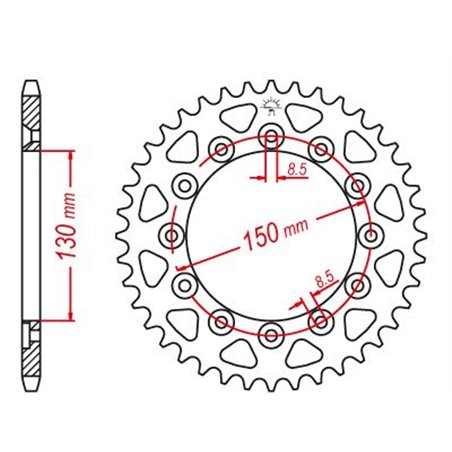 Couronne Acier TT Ultralight Yamaha - 520 - 49 Dents - Made in Germany