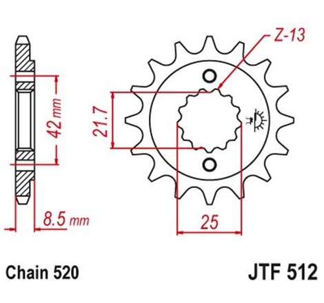 Pignon TT Kawasaki - 520 - 13 Dents - Made in Germany