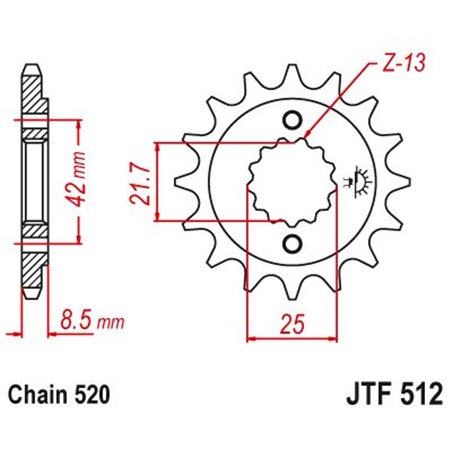 Pignon TT Kawasaki - 520 - 15 Dents - Similaire JTF512 - Made in Germany