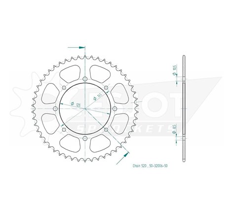 Couronne Acier TT Yamaha - 520 - 50 Dents - Made in Germany