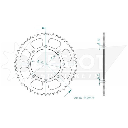 Couronne Acier TT Yamaha - 520 - 50 Dents - Made in Germany