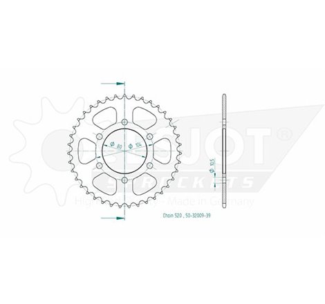 Couronne Acier - 520 - 39 Dents - Made in Germany