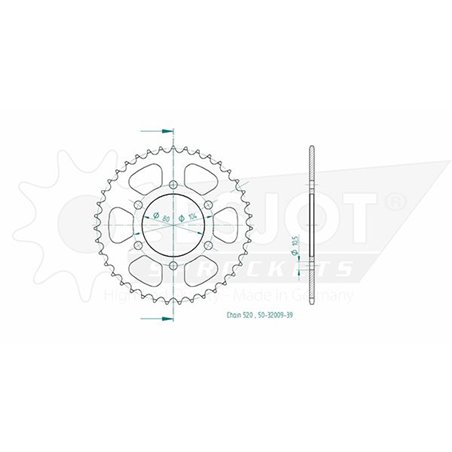 Couronne Acier - 520 - 39 Dents - Made in Germany