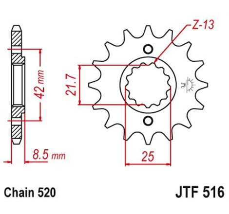 Pignon TT Suzuki - 520 - 13 Dents - Made in Germany