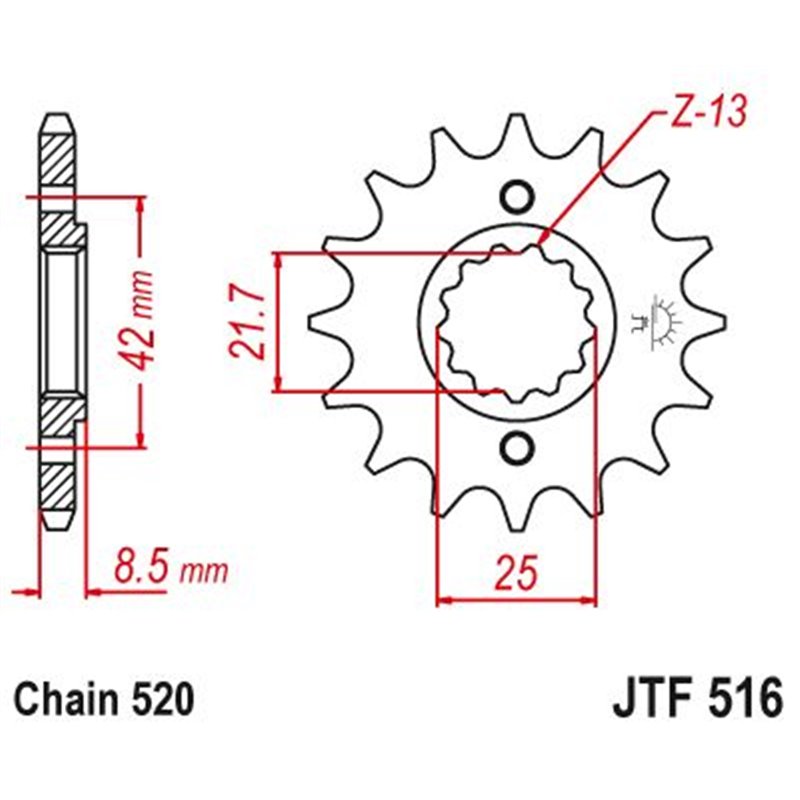 Pignon TT Suzuki - 520 - 14 Dents - Similaire JTF516 - Made in Germany