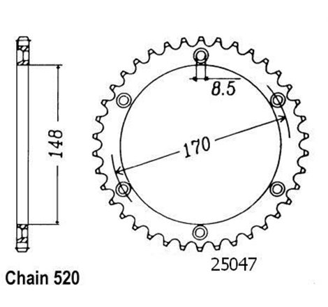 Couronne Acier TT Suzuki - 520 - 42 Dents - Similaire JTR828 - Made in Germany