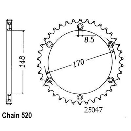 Couronne Acier TT Suzuki - 520 - 42 Dents - Similaire JTR828 - Made in Germany