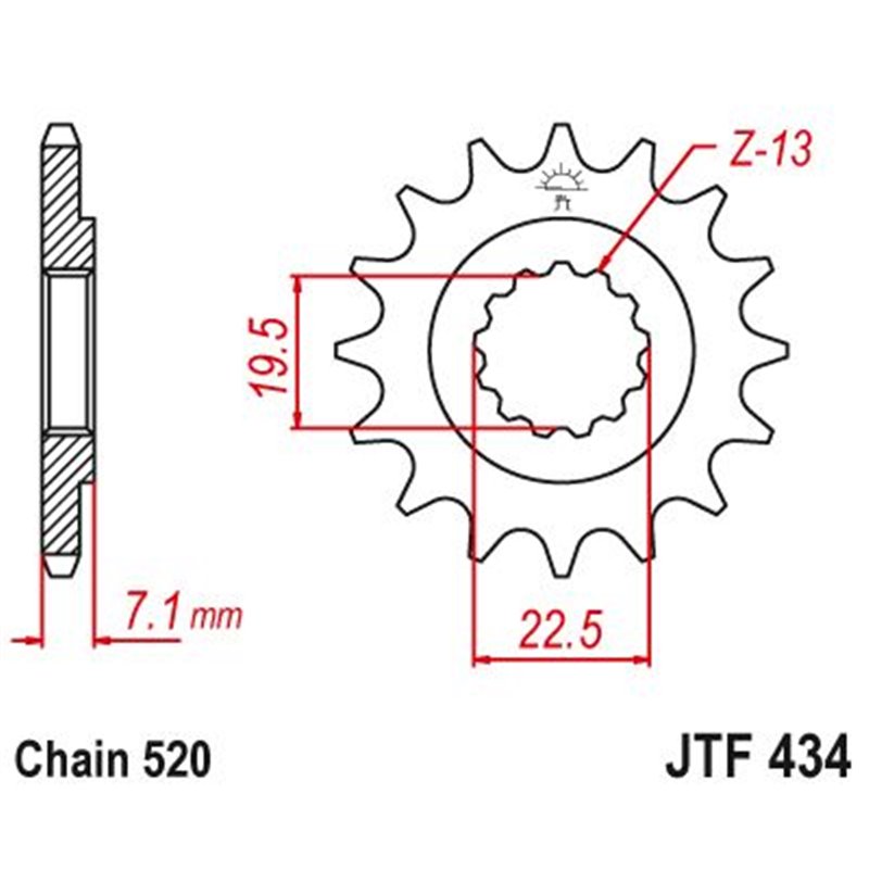 Pignon TT Suzuki - 520 - 14 Dents - Similaire JTF434 - Made in Germany