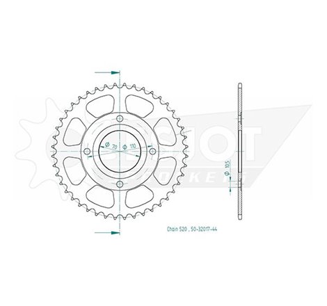 Couronne Acier Honda - 520 - 44 Dents - Made in Germany