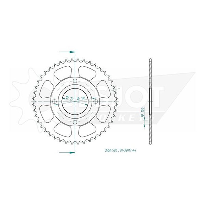 Couronne Acier Honda - 520 - 44 Dents - Made in Germany