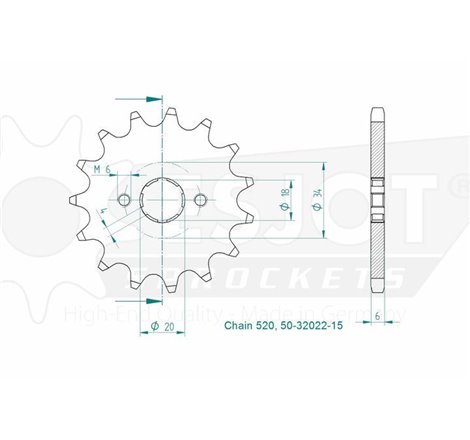 Pignon TT Honda - 520 - 15 Dents - Made in Germany