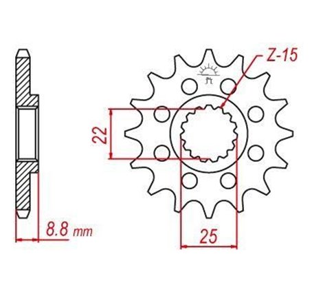 Pignon TT Lightweight Beta-KTM - 520 - 15 Dents - Similaire JTF1901 - Made in Germany