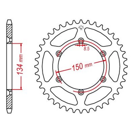 Couronne Acier TT Ultralight Kawasaki - 520 - 48 Dents - Similaire JTR460 - Made in Germany