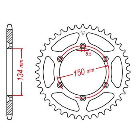 Couronne Acier TT Ultralight Kawasaki - 520 - 48 Dents - Similaire JTR460 - Made in Germany