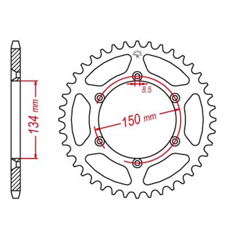 Couronne Acier TT Ultralight Kawasaki - 520 - 49 Dents - Similaire JTR460 - Made in Germany