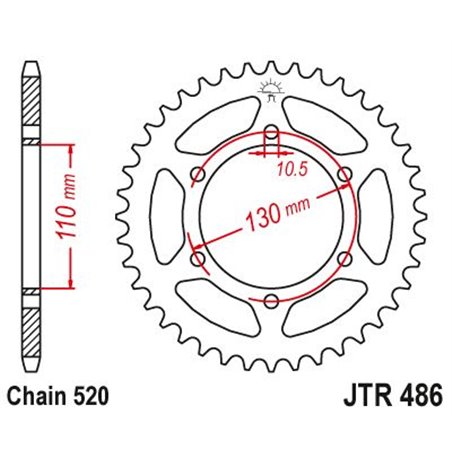 Couronne Acier Kawasaki - 520 - 38 Dents - Similaire JTR486 - Made in Germany