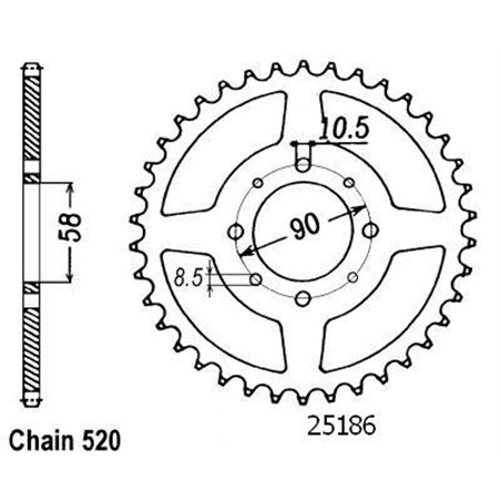 Couronne Acier - 520 - 41 Dents - Made in Germany