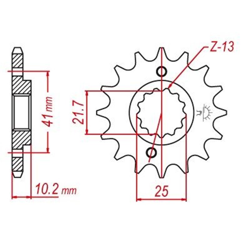 Pignon 13 CANNELURES - 520 - 15 Dents - Similaire JTF308 - Made in Germany