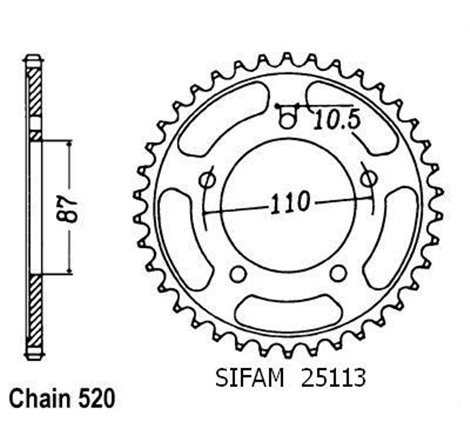 Couronne Acier - 520 - 46 Dents - Made in Germany