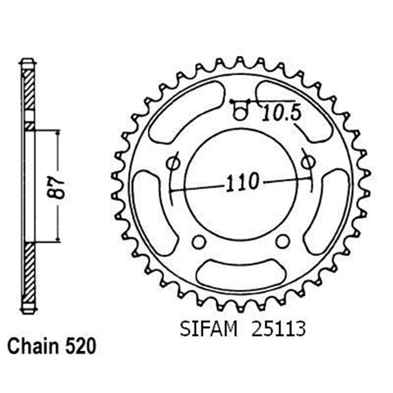 Couronne Acier - 520 - 46 Dents - Made in Germany