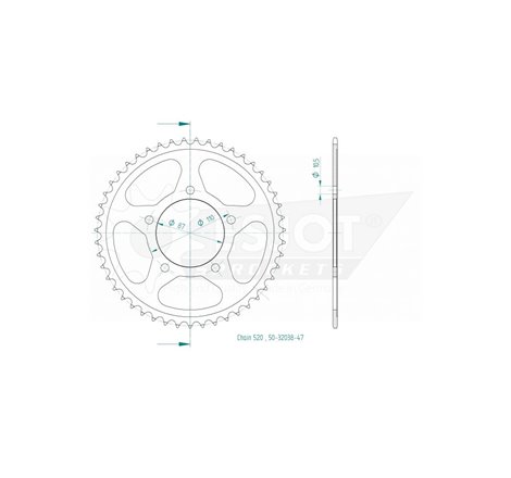 Couronne Esjot - Pas en 520 - 47 dents