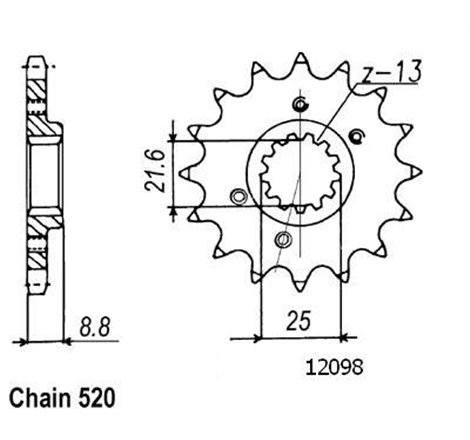 Pignon TT Honda - 520 - 14 Dents - Similaire JTF309 - Made in Germany