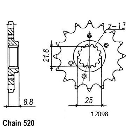 Pignon TT Honda - 520 - 14 Dents - Similaire JTF309 - Made in Germany