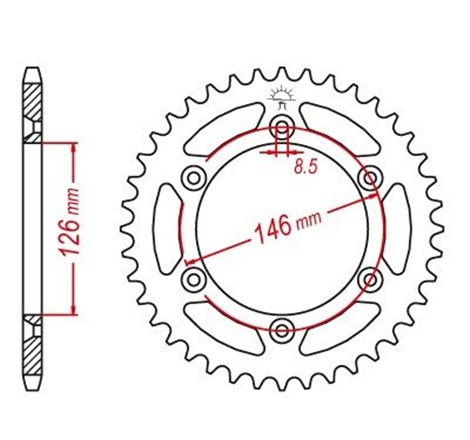 Couronne Acier TT Suzuki - 520 - 43 Dents - Similaire JTR808 - Made in Germany