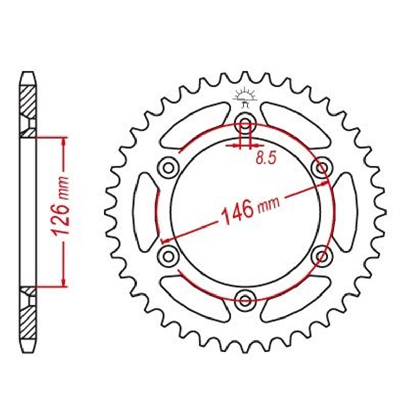 Couronne Acier TT Suzuki - 520 - 43 Dents - Similaire JTR808 - Made in Germany