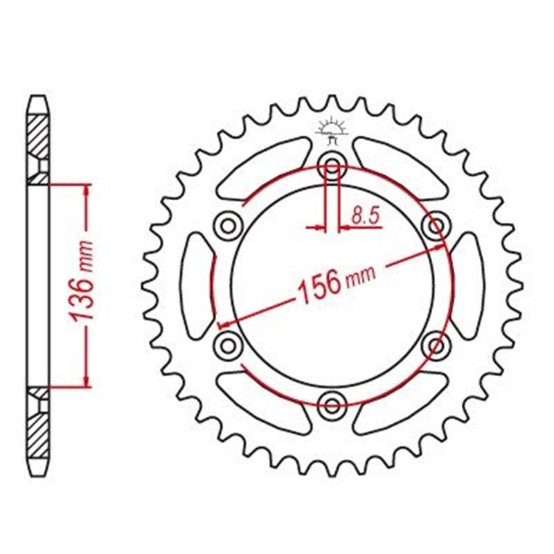 Couronne Acier TT Husqvarna-Suzuki - 520 - 43 Dents - Similaire JTR822 - Made in Germany