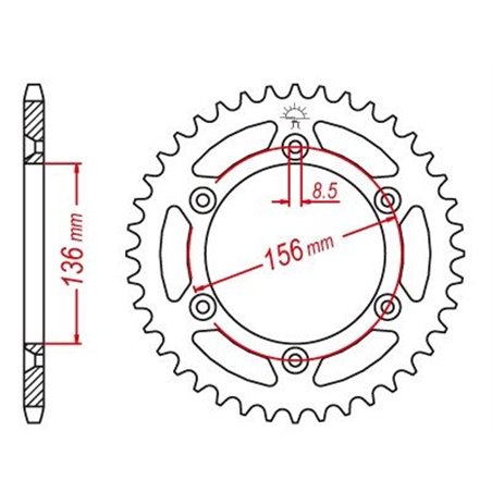 Couronne Acier TT Husqvarna-Suzuki - 520 - 43 Dents - Similaire JTR822 - Made in Germany