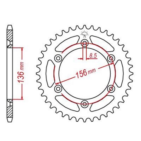 Couronne Acier TT Ultralight Beta-Husqvarna - 520 - 48 Dents - Similaire JTR822 - Made in Germany