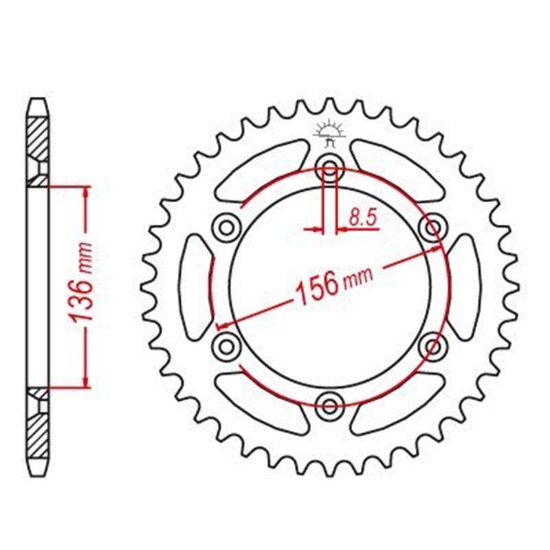 Couronne Acier TT Ultralight Husqvarna - 520 - 51 Dents - Made in Germany