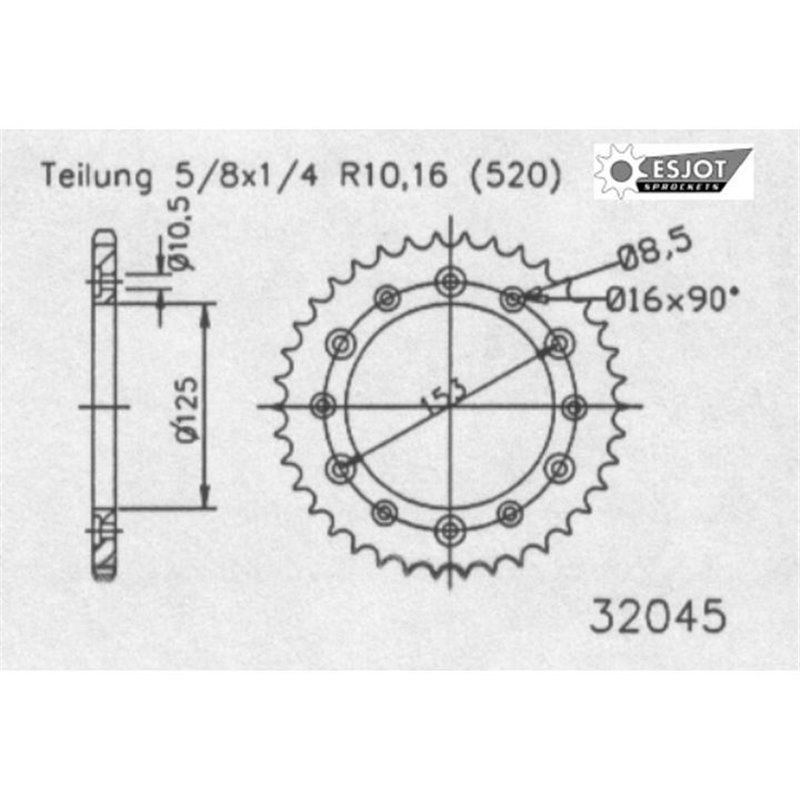 Couronne Acier Honda - 530 - 46 Dents - Made in Germany Trous Fraisés