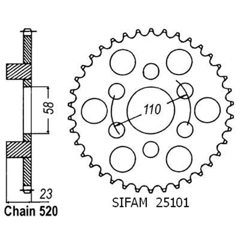 Couronne Acier - 520 - 40 Dents - Made in Germany