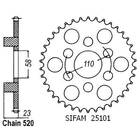 Couronne Acier - 520 - 40 Dents - Made in Germany