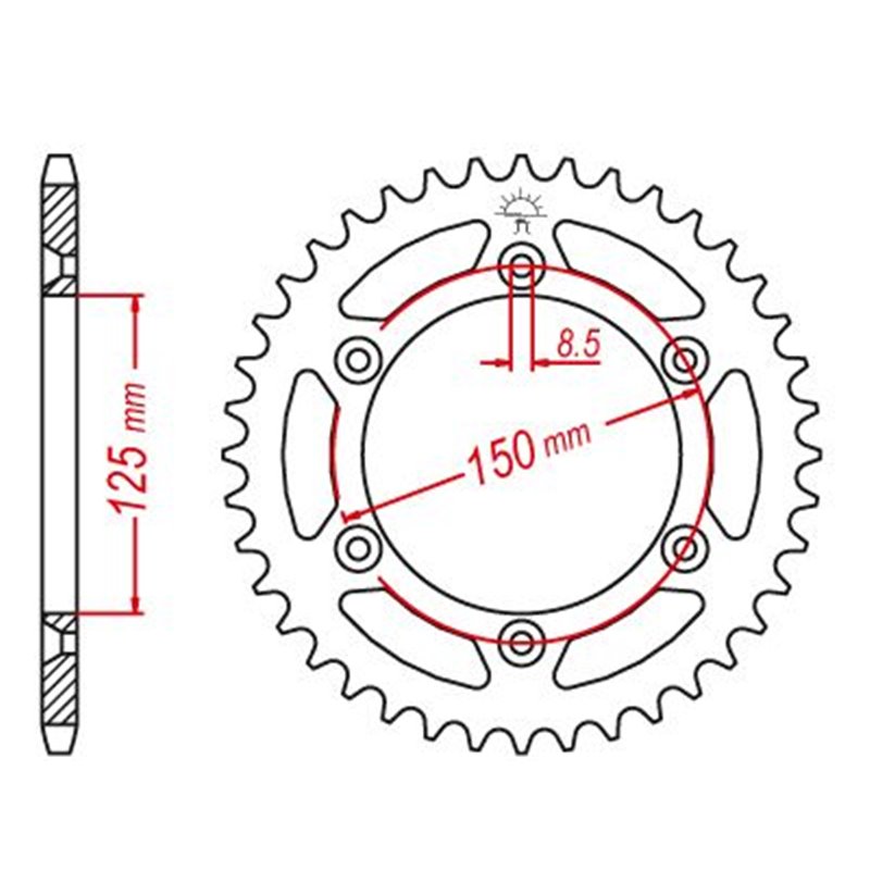 Couronne Acier TT Ultralight Husaberg-KTM - 520 - 46 Dents - Made in Germany