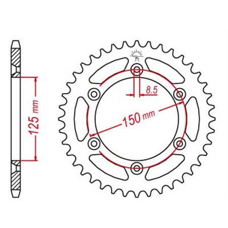 Couronne Acier TT Ultralight Husaberg-KTM - 520 - 46 Dents - Made in Germany