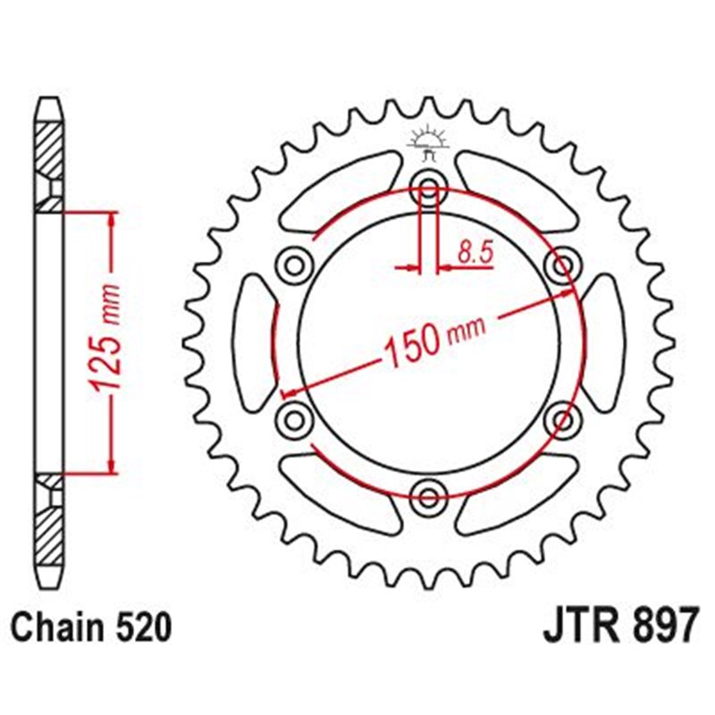 Couronne Acier TT Husqvarna-KTM - 520 - 50 Dents - Similaire JTR897 - Made in Ge