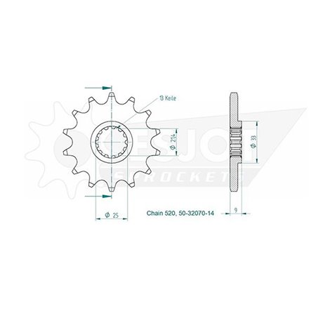 Pignon - 520 - 12 Dents - Made in Germany