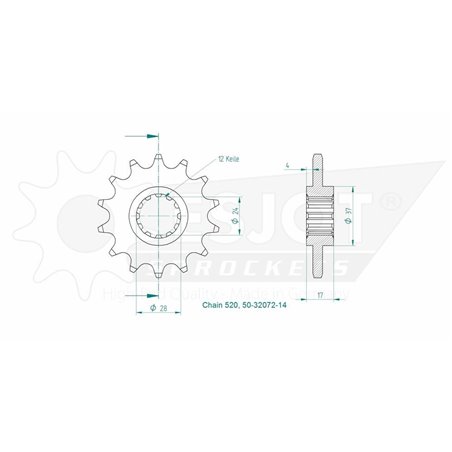 Pignon Lightweight - 520 - 14 Dents - Made in Germany