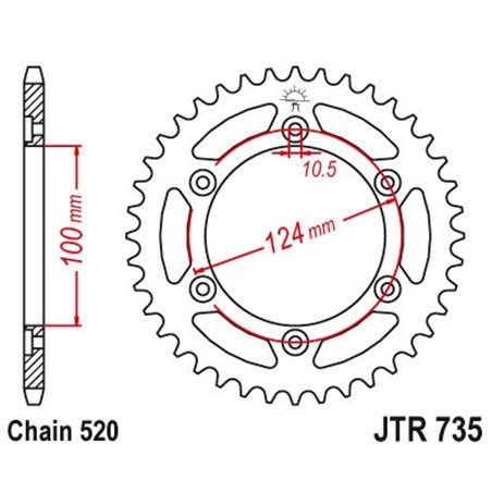 Couronne Acier Ducati - 520 - 38 Dents - Similaire JTR735 - Made in Germany