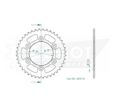 Couronne Acier Ducati - 520 - 40 Dents - Similaire JTR735 - Made in Germany