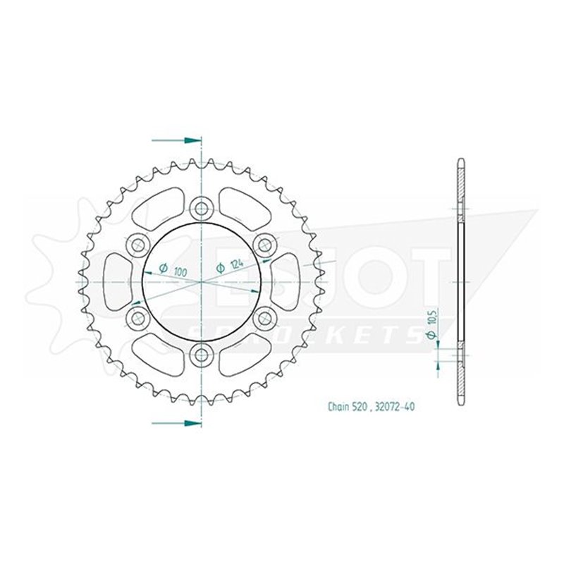 Couronne Acier Ducati - 520 - 40 Dents - Similaire JTR735 - Made in Germany