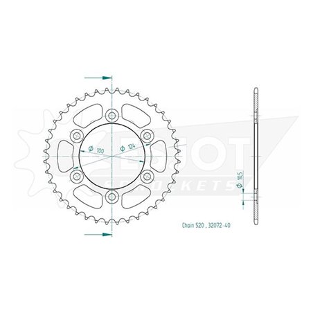 Couronne Acier Ducati - 520 - 40 Dents - Similaire JTR735 - Made in Germany