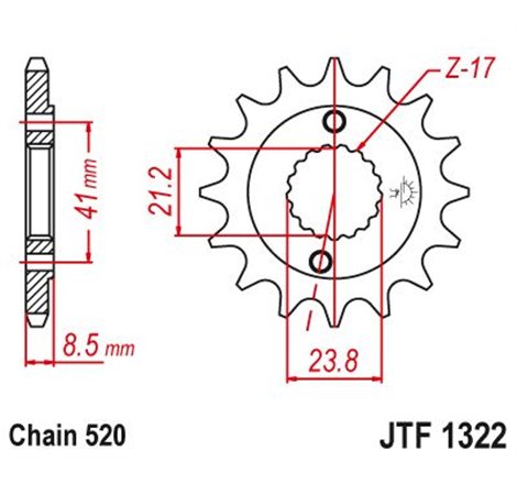 Pignon TT Honda - 520 - 14 Dents - Similaire JTF1322 - Made in Germany