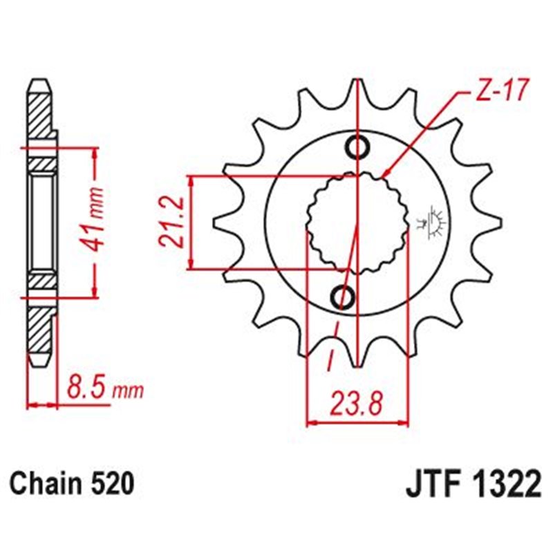 Pignon TT Honda - 520 - 14 Dents - Similaire JTF1322 - Made in Germany