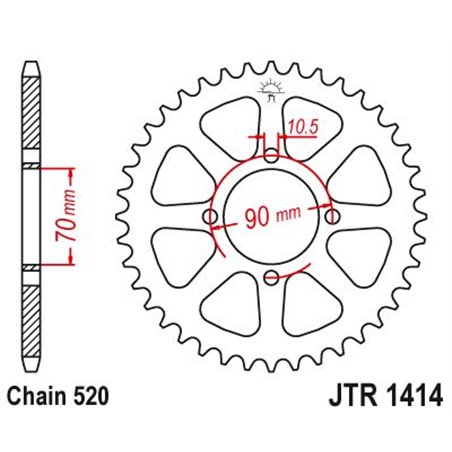 Couronne Acier Kawasaki - 520 - 43 Dents - Similaire JTR1414 - Made in Germany