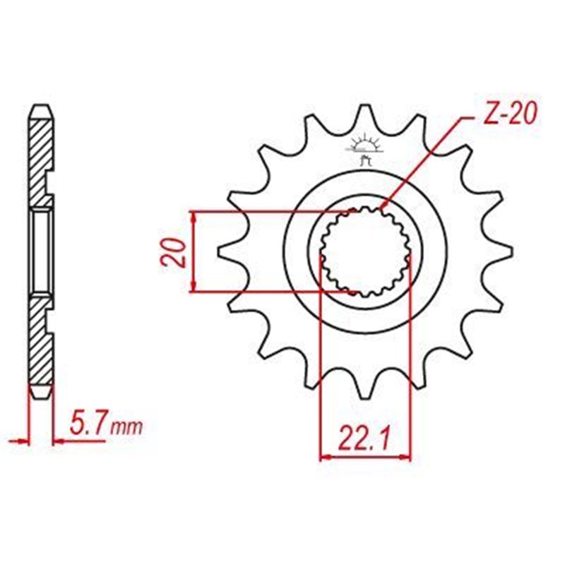 Pignon TT Lightweight Gas Gas-Yamaha - 520 - 13 Dents - Similaire JTF1590 - Made in Germany